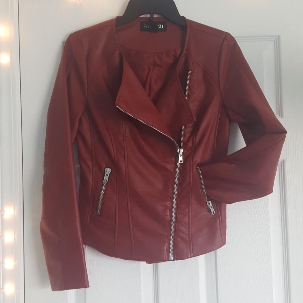 Dark Red Leather Jacket - Picture 2 of 5